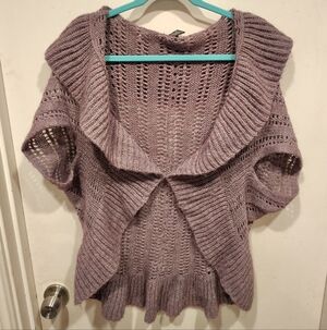 Willi Smith Purple Alpaca Blend Open Knit Cocoon Cardigan Sz XL Y2K Lightweight